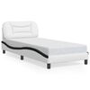 vidaXL Bed Frame without Mattress "Hvar" White and Black 31.5"x78.7" Faux Leather