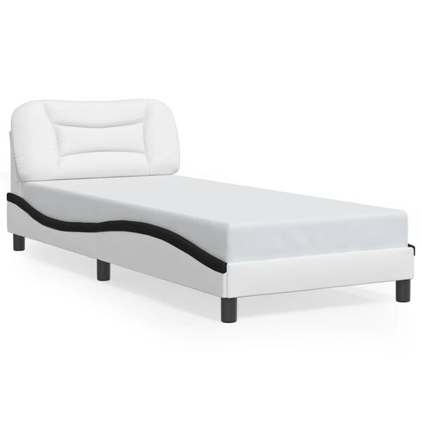 vidaXL Bed Frame without Mattress "Hvar" White and Black 31.5"x78.7" Faux Leather