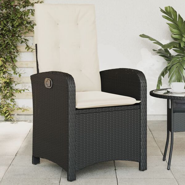 vidaXL Reclining Garden Chair Black PE Rattan Standard