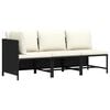 vidaXL Garden Sofa Set Black PE rattan, steel, 100% polyester Medium