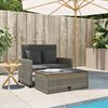 vidaXL Garden Sofa Gray PE wicker, acacia wood, powder-coated steel Medium
