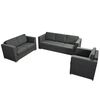 vidaXL Sofa Set Dark Grey Polyester fabric, Wooden frame, Chrome-plated legs