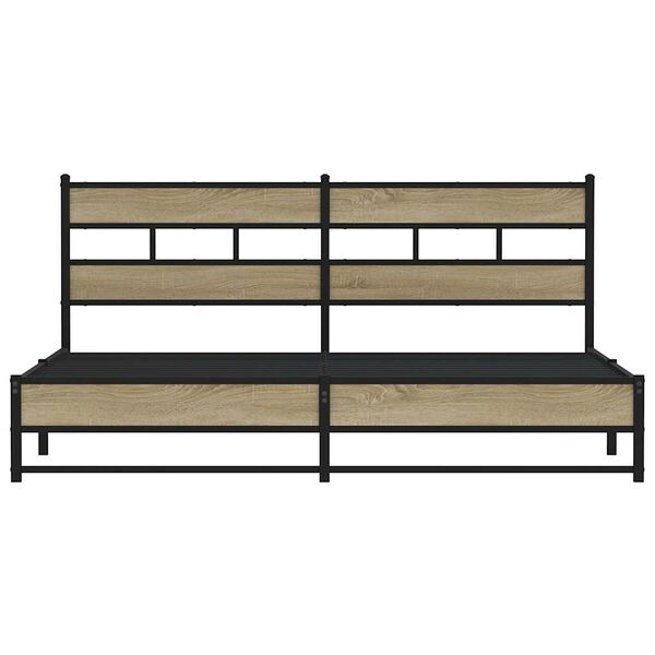 vidaXL Bed Frame Sonoma Oak Steel Double Bed Frame Rectangular