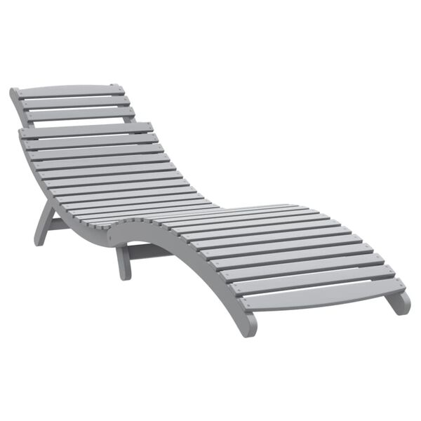 vidaXL Sun Lounger Set of 2 Grey Solid Acacia wood Standard Foldable