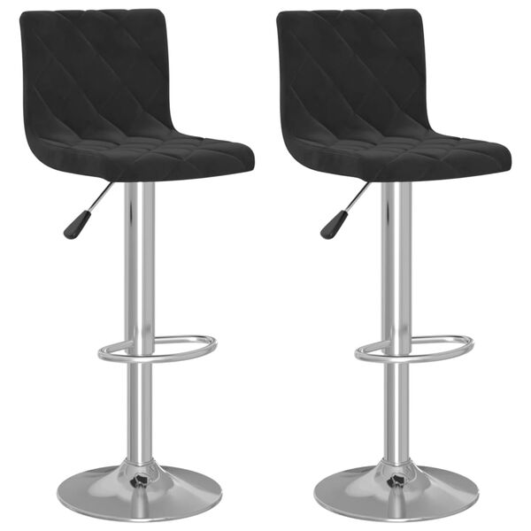 vidaXL Bar Stool Set of 2 Black Velvet and Chrome steel