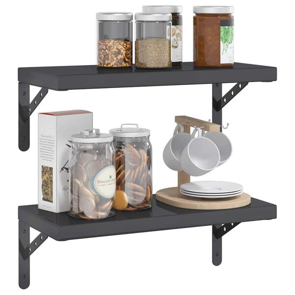 vidaXL Wall Shelf Black Stainless Steel with a black coating Medium
