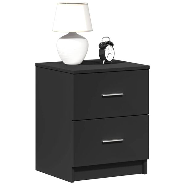 vidaXL Bedside Cabinet Set of 2 Black Engineered wood Medium