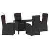 vidaXL Garden Dining Set with Cushion 5 pcs Black Poly Rattan