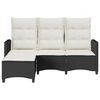 vidaXL Reclining Garden Sofa Black PE Rattan