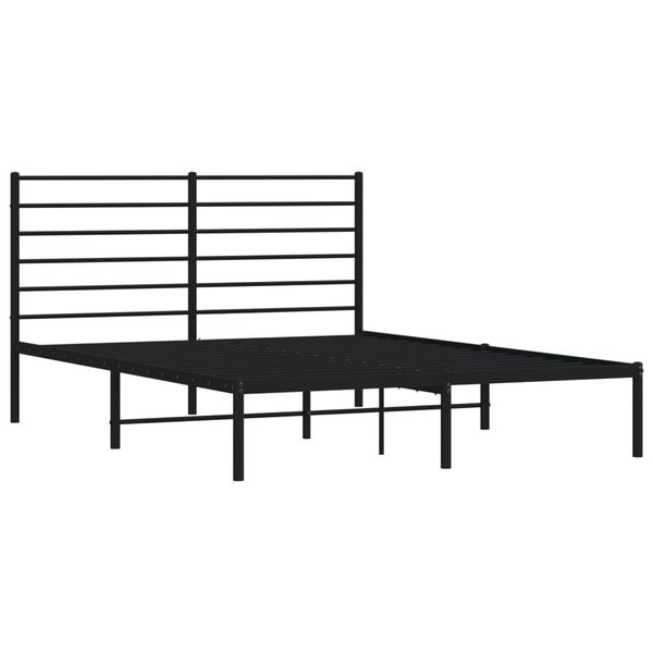 vidaXL Bed Frame Black Powder-Coated Steel Small Double Bed Frame