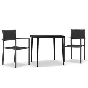 vidaXL Garden Dining Set Black Powder-coated steel, glass, plastic