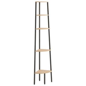 vidaXL Corner Shelf Light brown and black Engineered wood, steel Medium