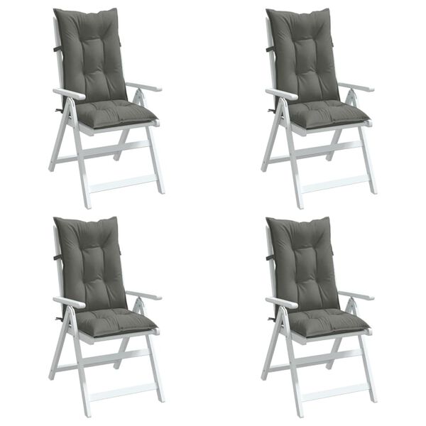 vidaXL Highback Chair Cushion Set of 4 Melange dark grey
