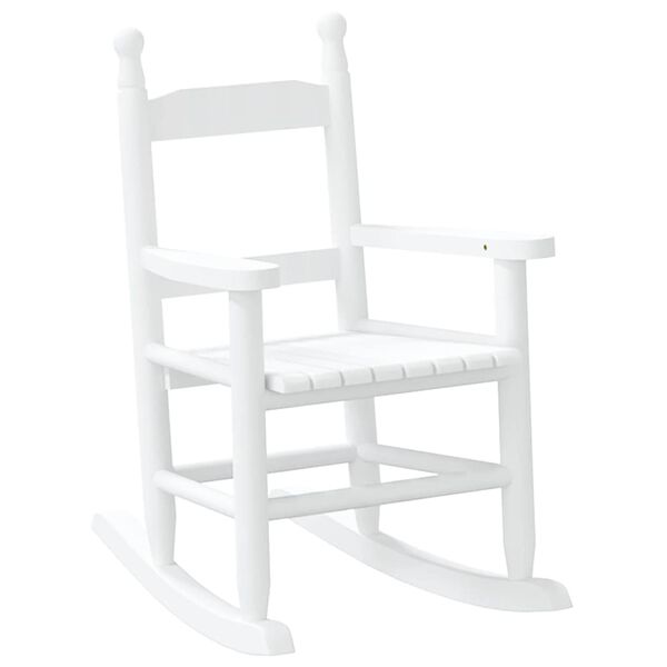 vidaXL Rocking Chair White Poplar wood Small Rocking Chair Rectangular