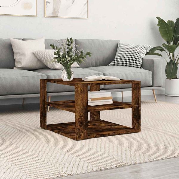 vidaXL Coffee Table Smoked Oak Engineered Wood Small Coffee Table
