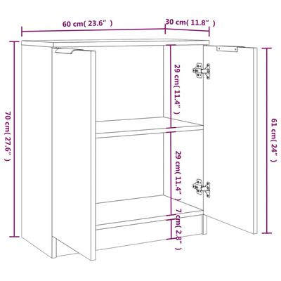 vidaXL Sideboards 2 pcs Black 23.6"x11.8"x27.6" Engineered Wood