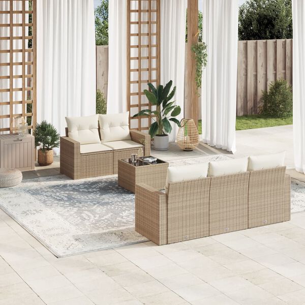 vidaXL Garden Sofa Set Beige, Cream White