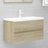 vidaXL Sink Cabinet With Basin Sonoma Oak, White Engineered Wood, Ceramic