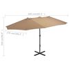 vidaXL Parasol Taupe Polyester Extra Large Height-Adjustable