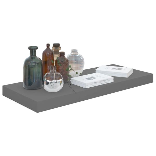 vidaXL Wall Shelf Set of 2 Glossy gray Honeycomb MDF, Metal