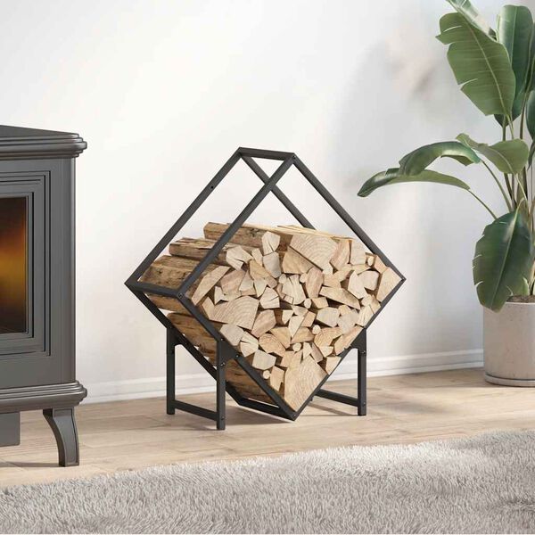 vidaXL Firewood Rack Black 23.6x9.8x23.6" Cold-rolled steel