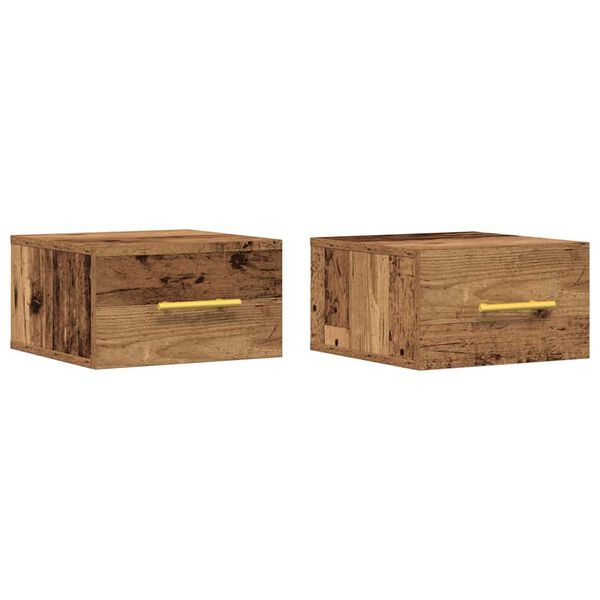 vidaXL Bedside Cabinet 2 pcs Old Wood 13.78 x 13.78 x 7.87 in