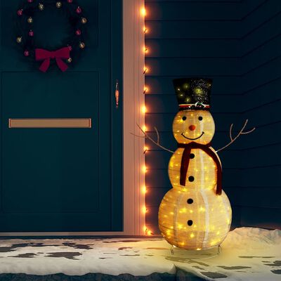vidaXL Decorative Christmas Snowman Figure LED Luxury Fabric 4 ft