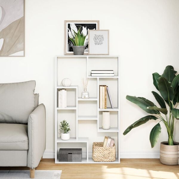 vidaXL Bookcase White Engineered wood 28.3 x 7.9 x 47.2 in Bookcase