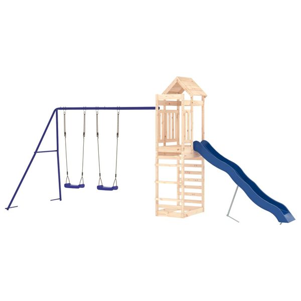 vidaXL Outdoor Playset Natural wood, Blue Solid pine wood, Polypropylene