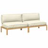 vidaXL Sofa Set with Cushion Plain 2 pcs Cream Solid Acacia Wood