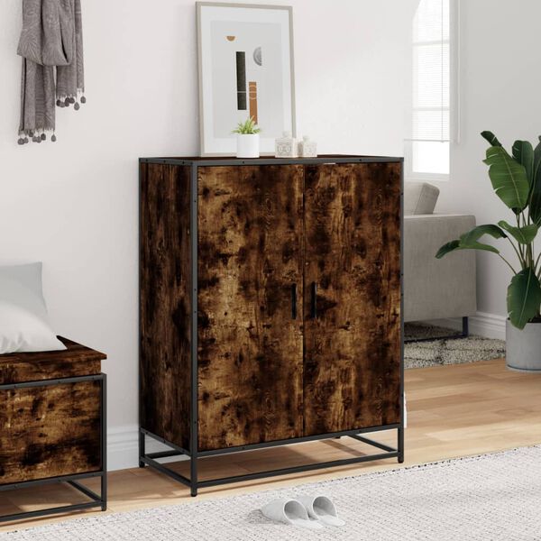 vidaXL Shoe Cabinet Smoked Oak Engineered wood and metal Medium