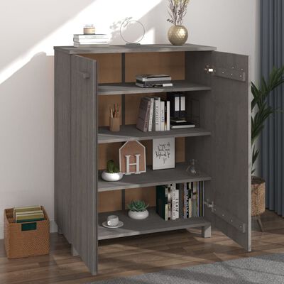 vidaXL Shoe Cabinet HAMAR Light Gray 33.5"x15.7"x42.5" Solid Wood Pine