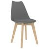 vidaXL Dining Chair Set of 4 Grey Plastic, Beech wood, Rubber wood