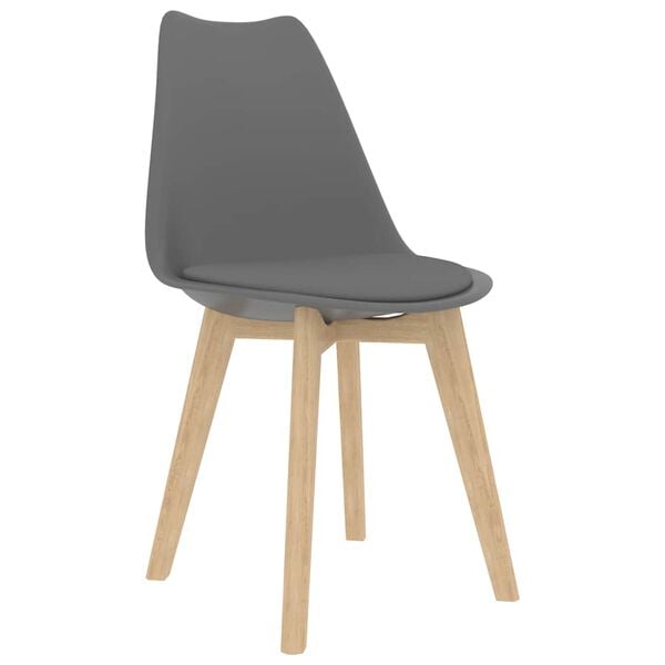 vidaXL Dining Chair Set of 4 Grey Plastic, Beech wood, Rubber wood