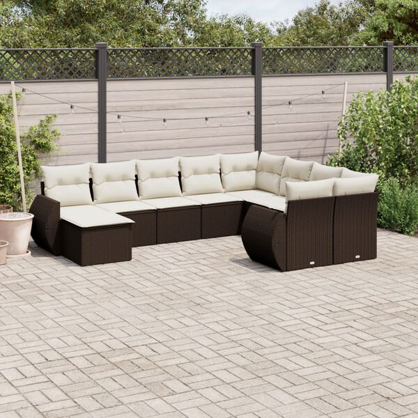 vidaXL Garden Sofa Set Brown PE rattan Large Adjustable Feet