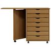 vidaXL Rolling Cabinet Honey brown Solid pine wood, engineered wood, plastic