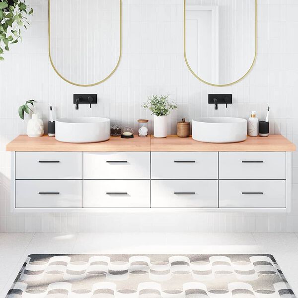 vidaXL Bathroom Countertop Light Brown 86.6 x 23.6 x (0.8-2.4) " Treated Solid Wood