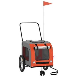 vidaXL Pet Bike Trailer Orange and Grey Oxford fabric, Iron, PVC Compact