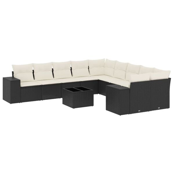 vidaXL Garden Sofa Set Black, Cream White