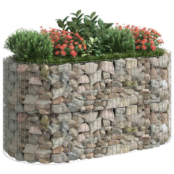 vidaXL Gabion Raised Bed Silver Galvanized Iron Large Durable