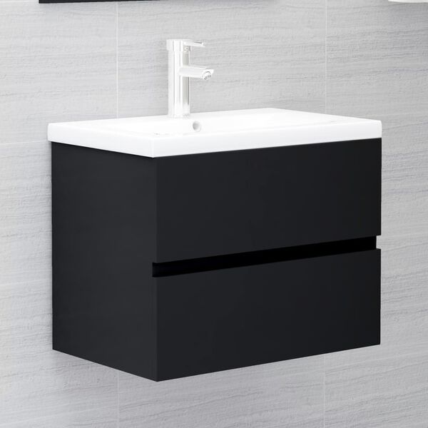 vidaXL Sink Cabinet Black Engineered wood Standard Sink Cabinet
