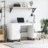 vidaXL Desk White Engineered wood, Iron 55.1 in long Desk Rectangular
