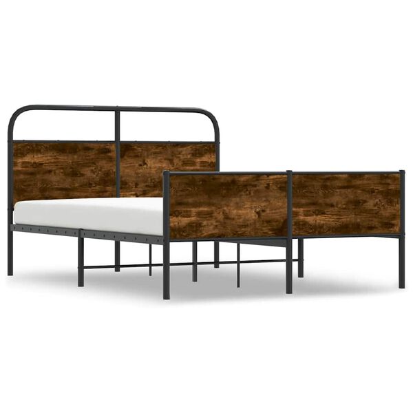 vidaXL Bed Frame Sonoma oak Steel and engineered wood 53.1x74.8 in