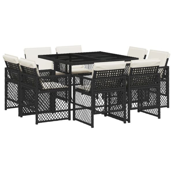 vidaXL Garden Dining Set Mix beige, black and light grey