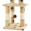 vidaXL Cat Tree Beige with paw prints Particle board, soft plush, sisal rope