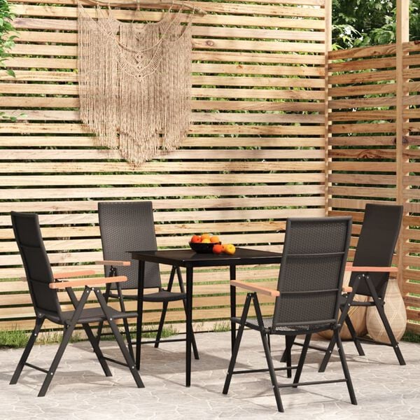 vidaXL Garden Dining Set Black