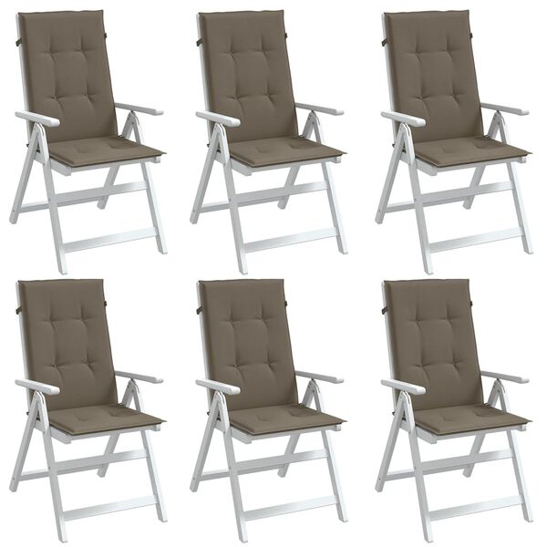 vidaXL Highback Chair Cushion Set of 6 Melange taupe 100% polyester