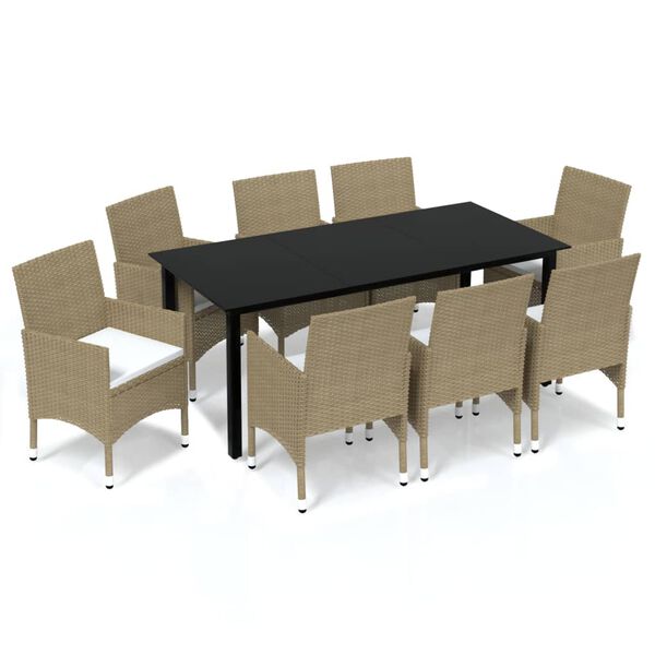 vidaXL Dining Set Beige chair, Cream cushion, Black table
