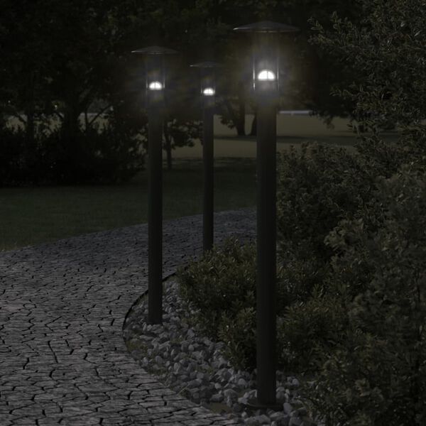 vidaXL Outdoor Floor Lamp Set of 3 Black Stainless steel, Polycarbonate