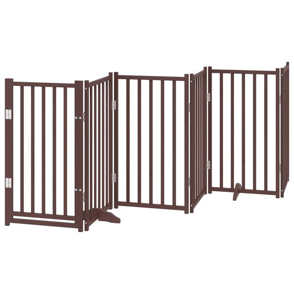 vidaXL Dog Gate Set of 12 Brown Poplar wood 12 panels Foldable